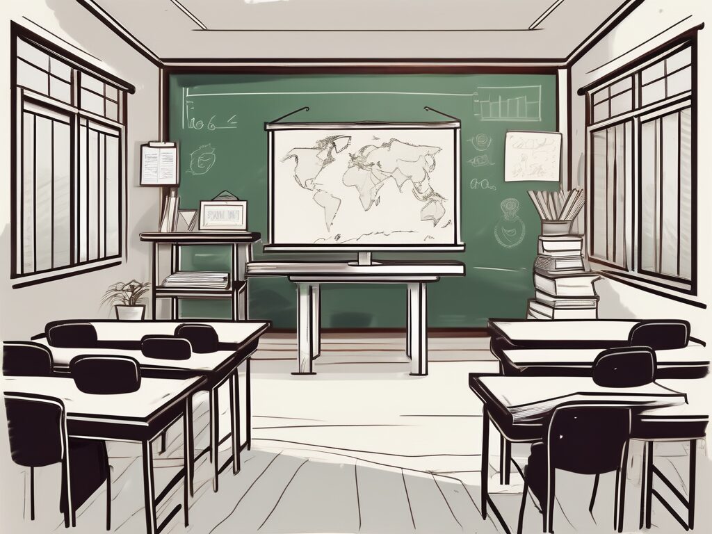 A classroom setting in thailand with teaching aids