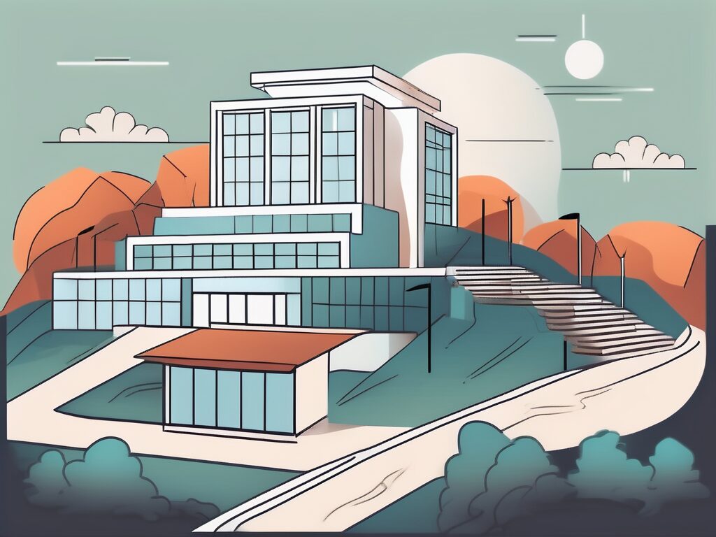 A school building with a path leading towards it