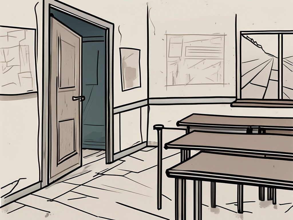 A classroom setting in thailand with visible obstacles like a broken desk