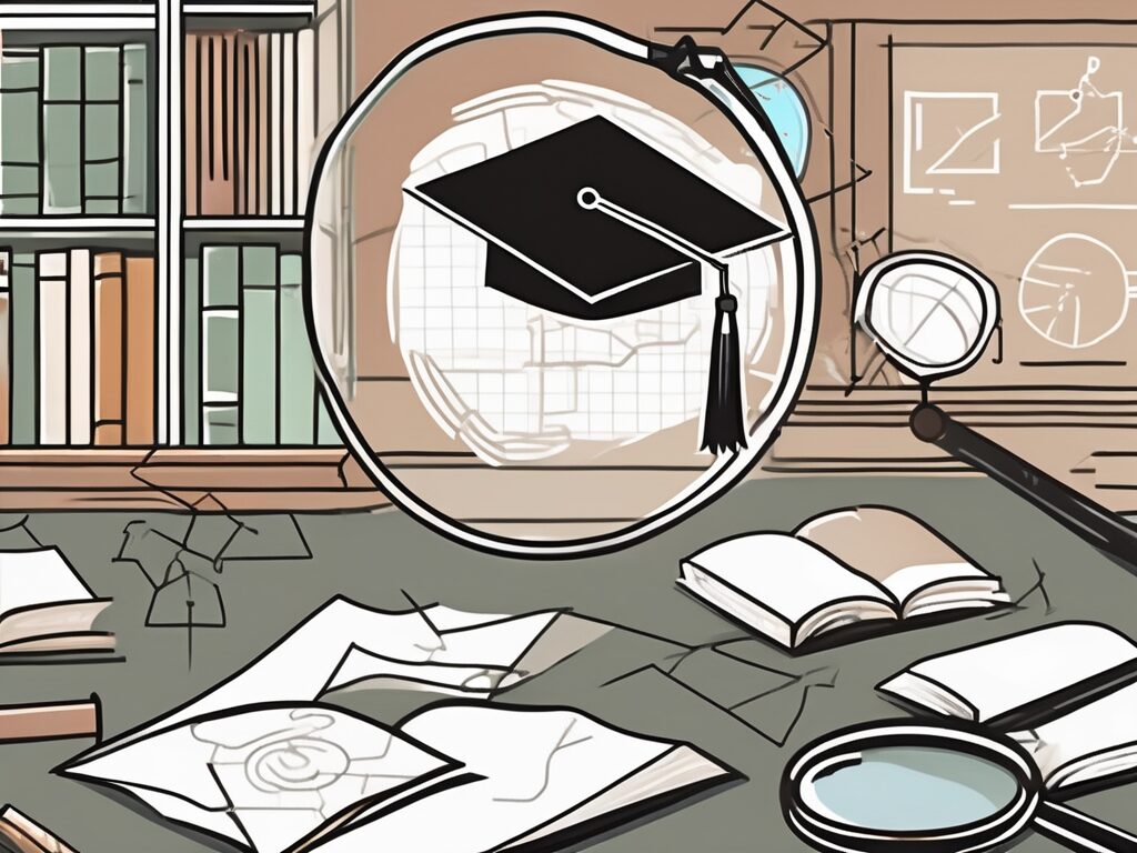 A classroom setting in singapore with various symbolic elements like a graduation cap