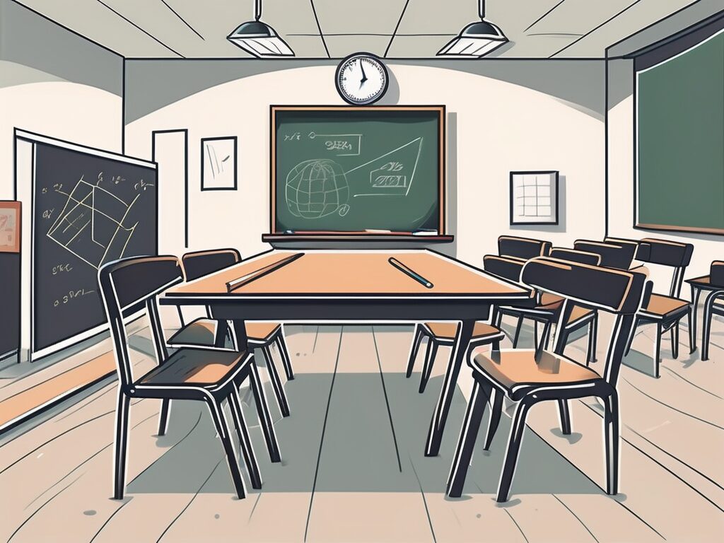 A classroom in hong kong with empty chairs