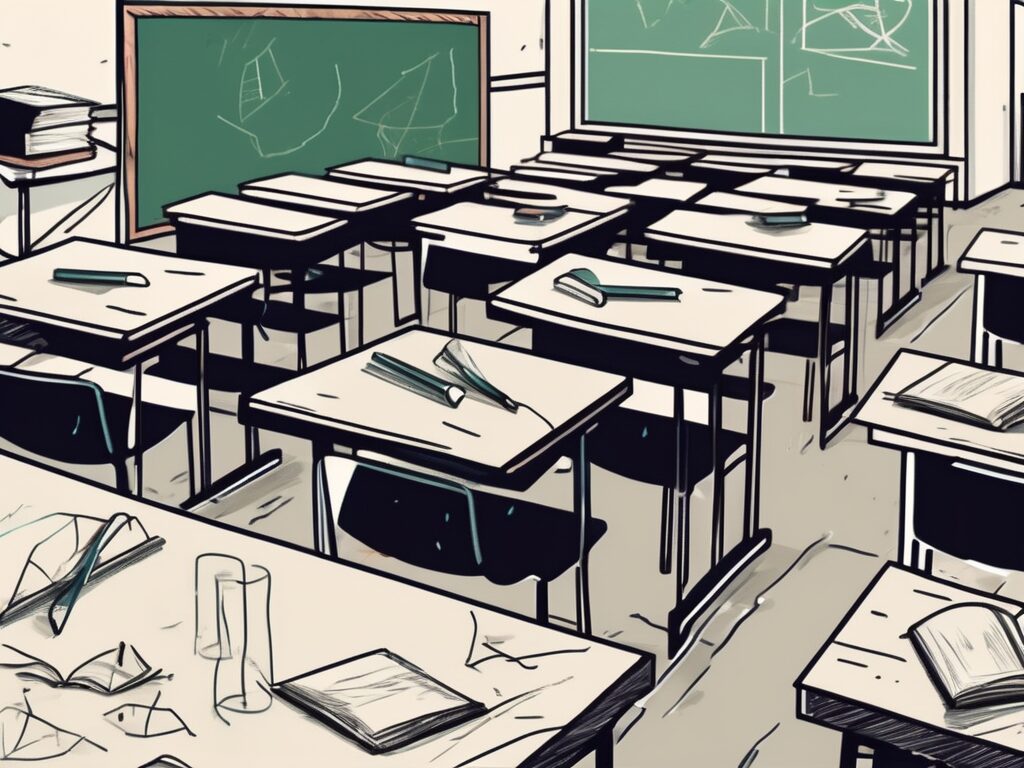 A classroom setting in malaysia with visible signs of disrepair and neglect