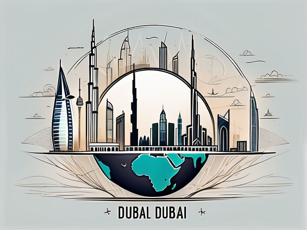 A skyline of dubai highlighting educational landmarks
