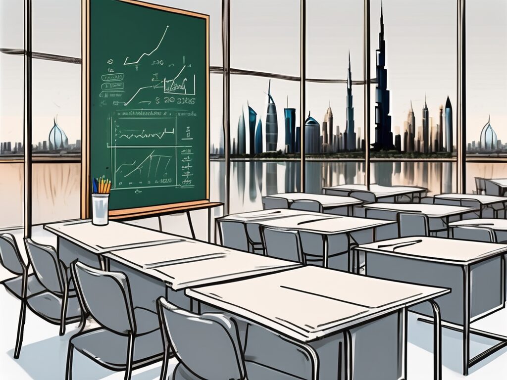 A classroom with empty chairs
