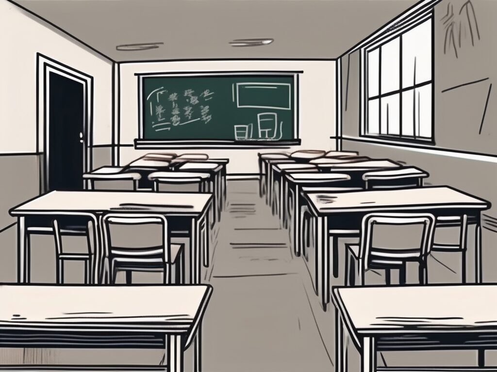 A classroom setting in hong kong with empty chairs