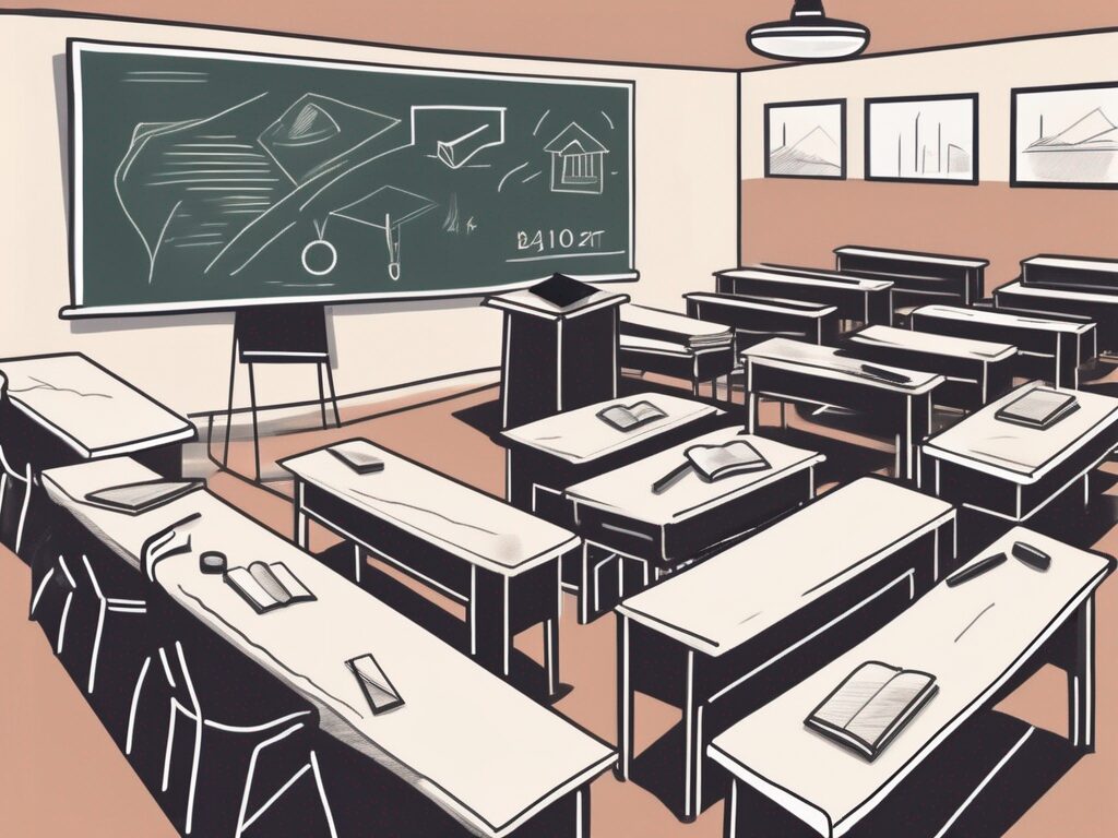 A classroom setting in singapore with a chalkboard