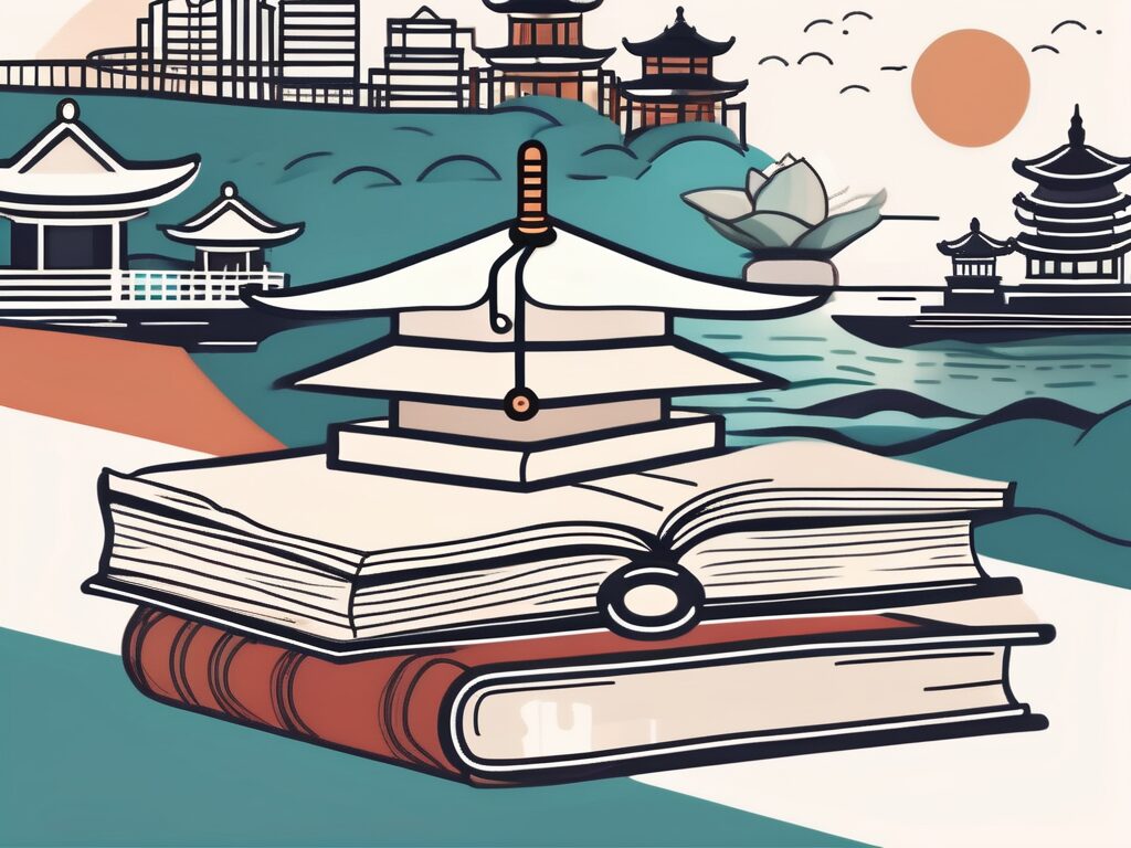 A stack of books on education and language learning