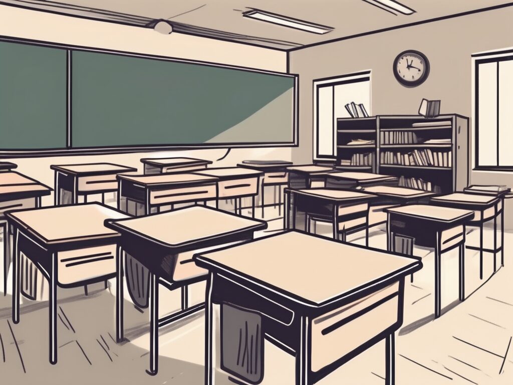 A classroom setting in malaysia with empty desks