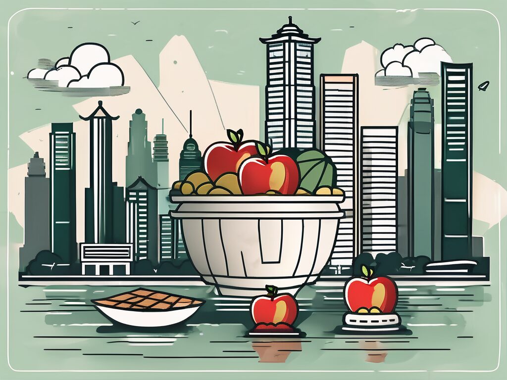 Various symbolic elements representing hong kong