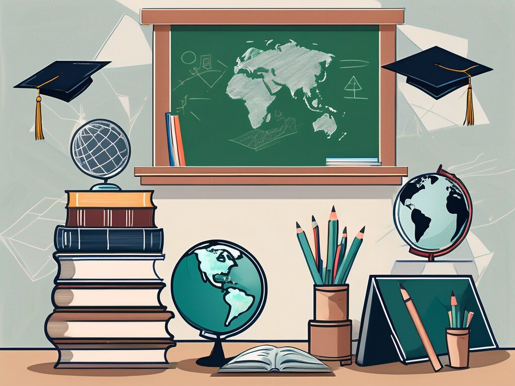 A classroom setting in thailand with diverse educational tools like books