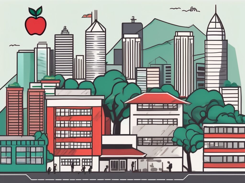 A hong kong cityscape with international school buildings